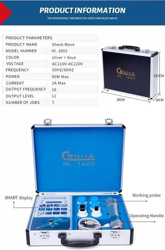 Shockwave Whole_Body Therapy Machine Massager, 7 Transmitters Effective Physical Shock Wave Anti-Cellulite with Box, Multicolour