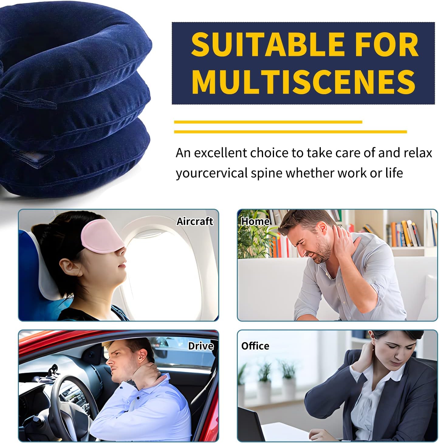 PhysioZool Cervical Neck Traction Device, Neck Stretcher, Neck Traction Device for Neck Pain Relief, Cervical Neck Traction Device, Inflatable Neck Brace & Neck Decompression (Blue) Seller Assistant:  Fetching data...