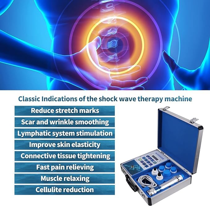 Shockwave Whole_Body Therapy Machine Massager, 7 Transmitters Effective Physical Shock Wave Anti-Cellulite with Box, Multicolour