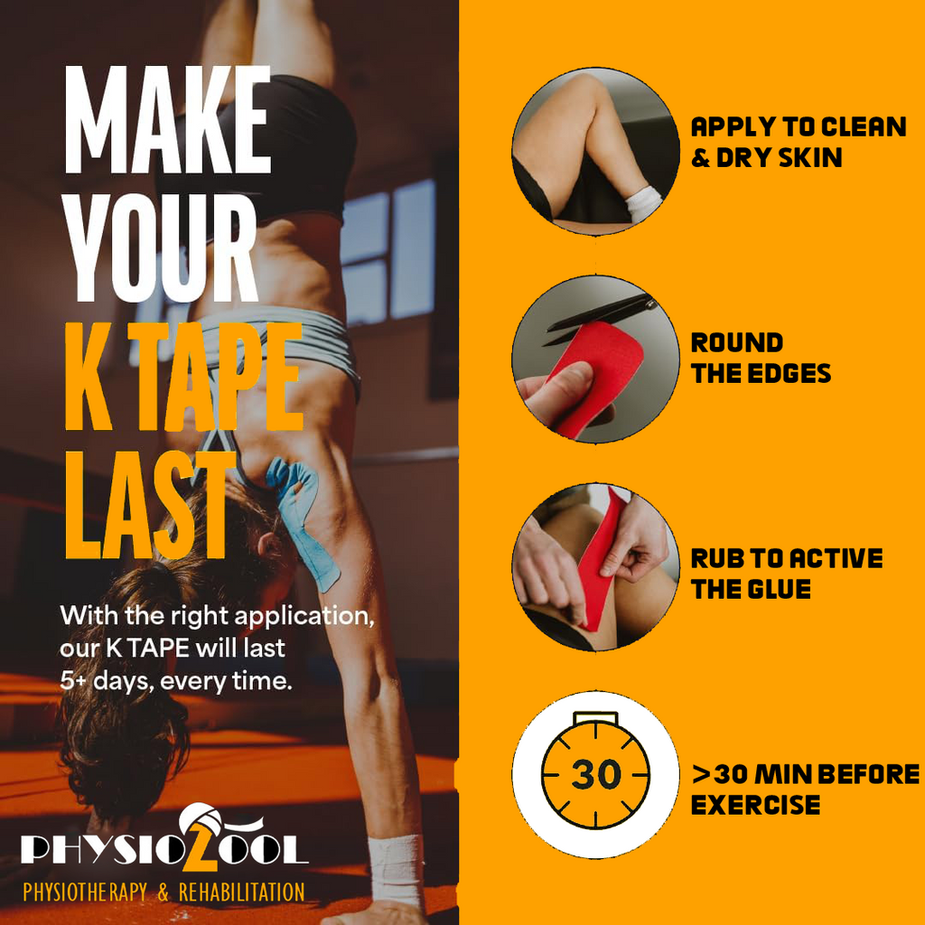 PhysioZool Kinesiology Tape, 5cmx5m Breathable and Waterproof Latex Free Physio Tape Sports Tape for Muscles & Joints, Pain Relief and Injury Recovery