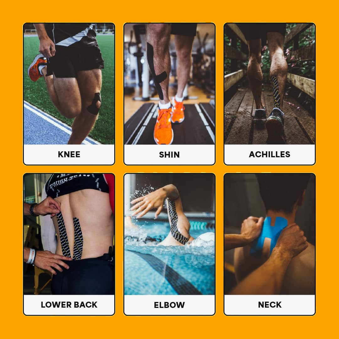 PhysioZool Kinesiology Tape, 5cmx5m Breathable and Waterproof Latex Free Physio Tape Sports Tape for Muscles & Joints, Pain Relief and Injury Recovery