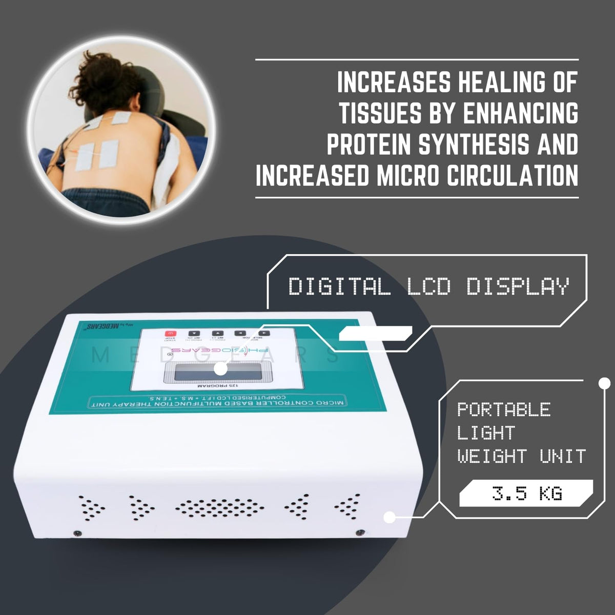 Physiogears physio solutions White Electro Therapy Combination Therapy (Ift+Ms+Tens) (Self Adhesive Pad)