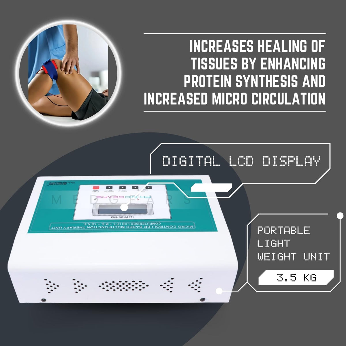 Physiogears physio solutions White Electro Therapy Combination Therapy (Ift+Ms+Tens) (Self Adhesive Pad)