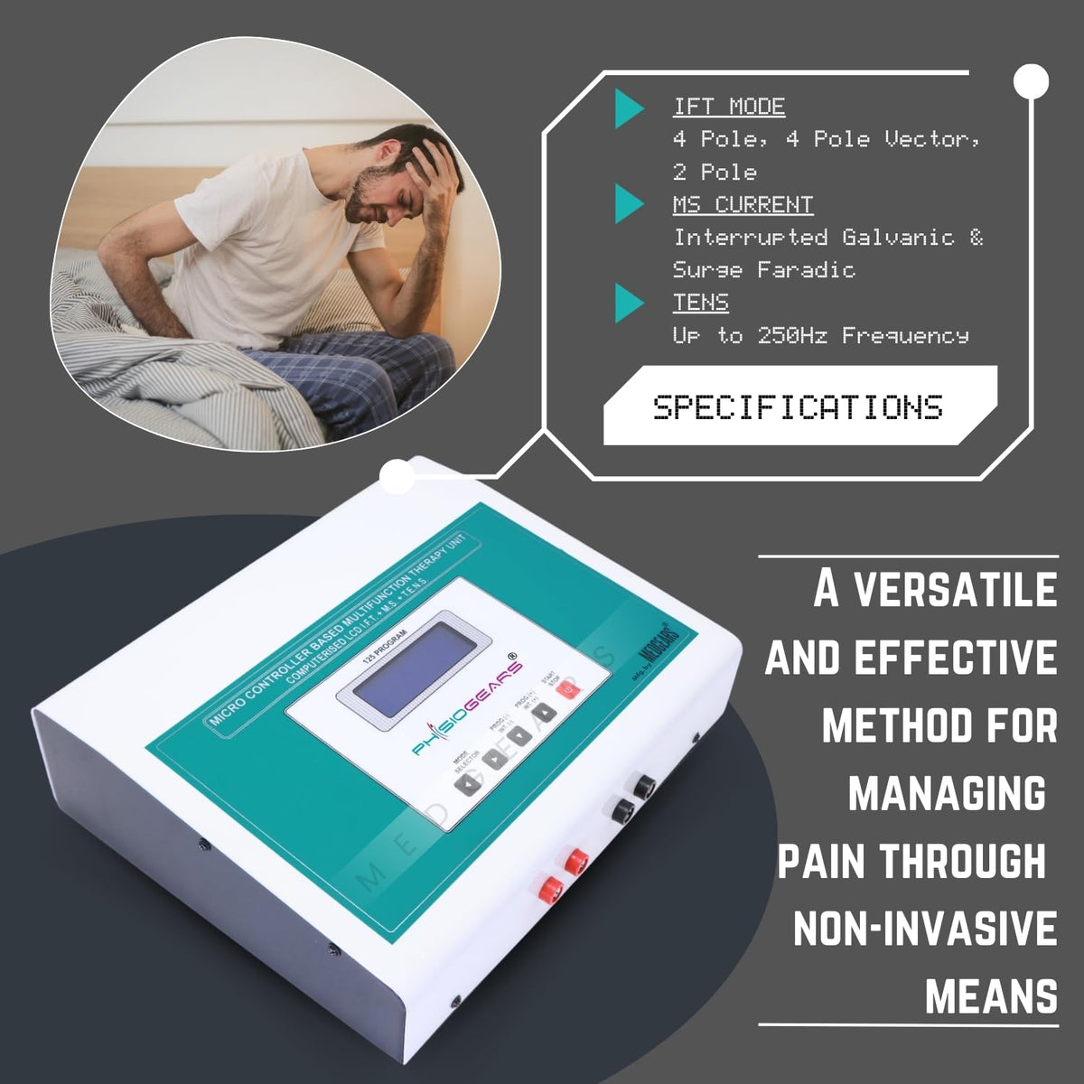 Physiogears physio solutions White Electro Therapy Combination Therapy (Ift+Ms+Tens) (Self Adhesive Pad)