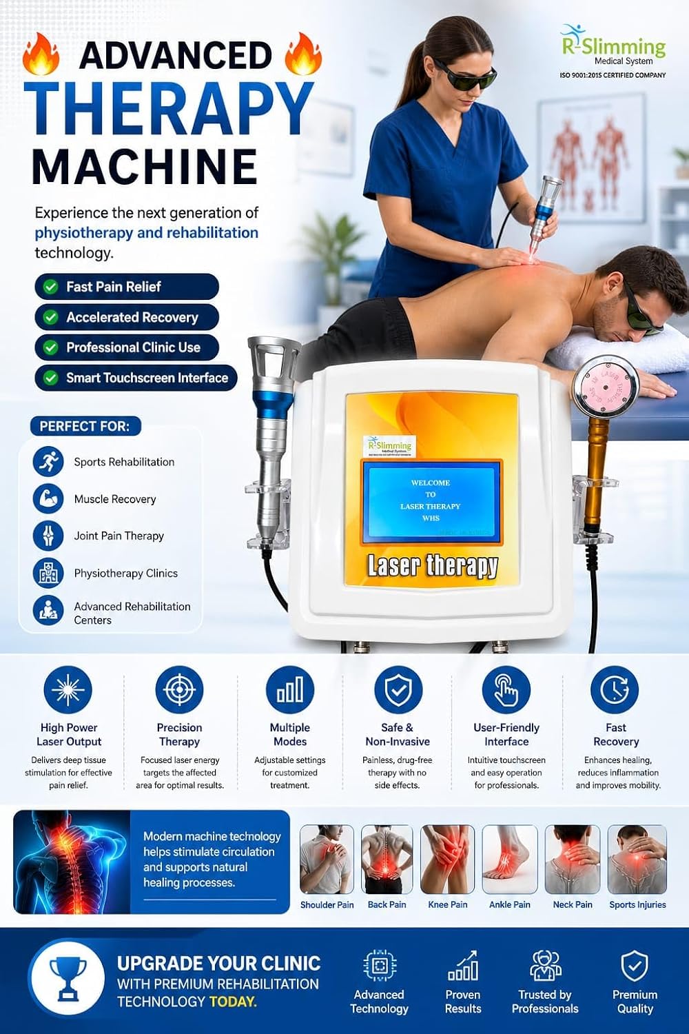 Advanced Laser Therapy Machine for Pain Relief, Physiotherapy and Rehabilitation, High Power Output, Multiple Modes