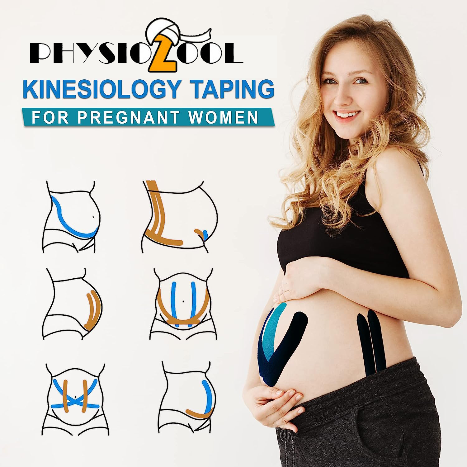 PhysioZool Kinesiology Tape, 5cmx5m Breathable and Waterproof Latex Free Physio Tape Sports Tape for Muscles & Joints, Pain Relief and Injury Recovery