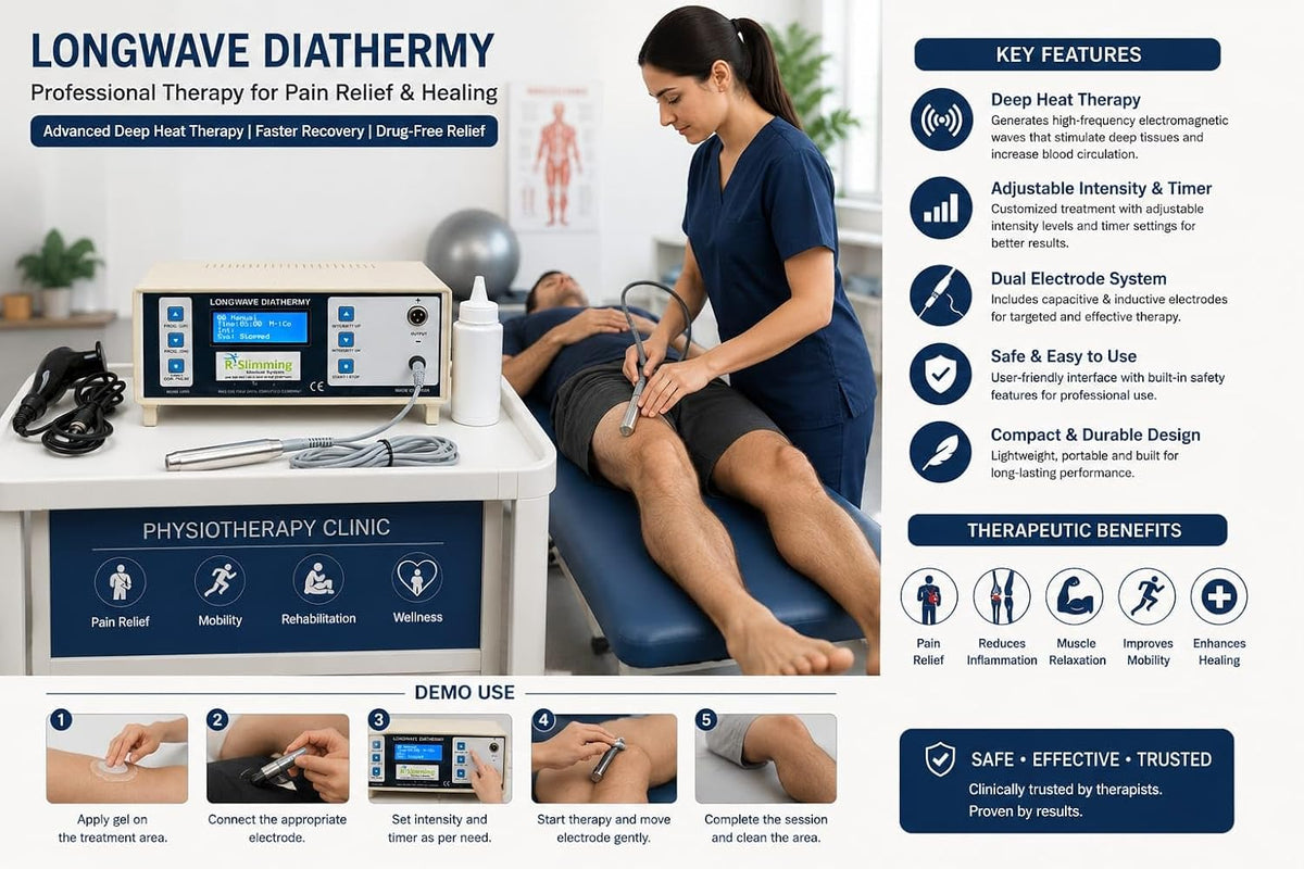 Longwave Diathermy Medical System, Professional Physiotherapy Equipment, LCD Display, Manual Mode