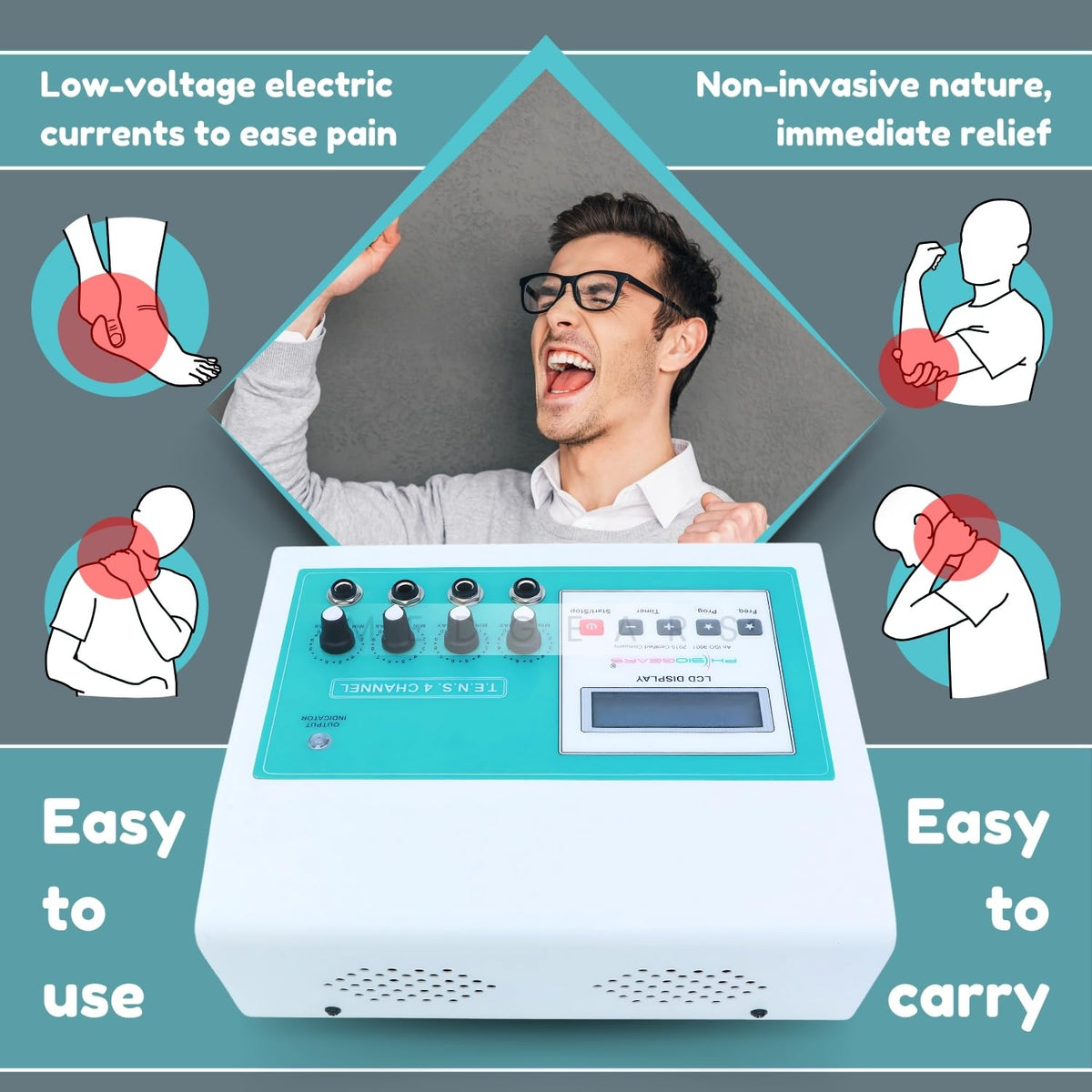 Physiogears Electro Therapy Tens 4 Channel LCD Model (Tens electrode)
