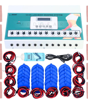 Physiogears 12 Channel Slimmer Machine for 24 Pads Weight Loss Fat Removal Body Slimming Massager with One Year Warranty (Electrode Pad), Off White