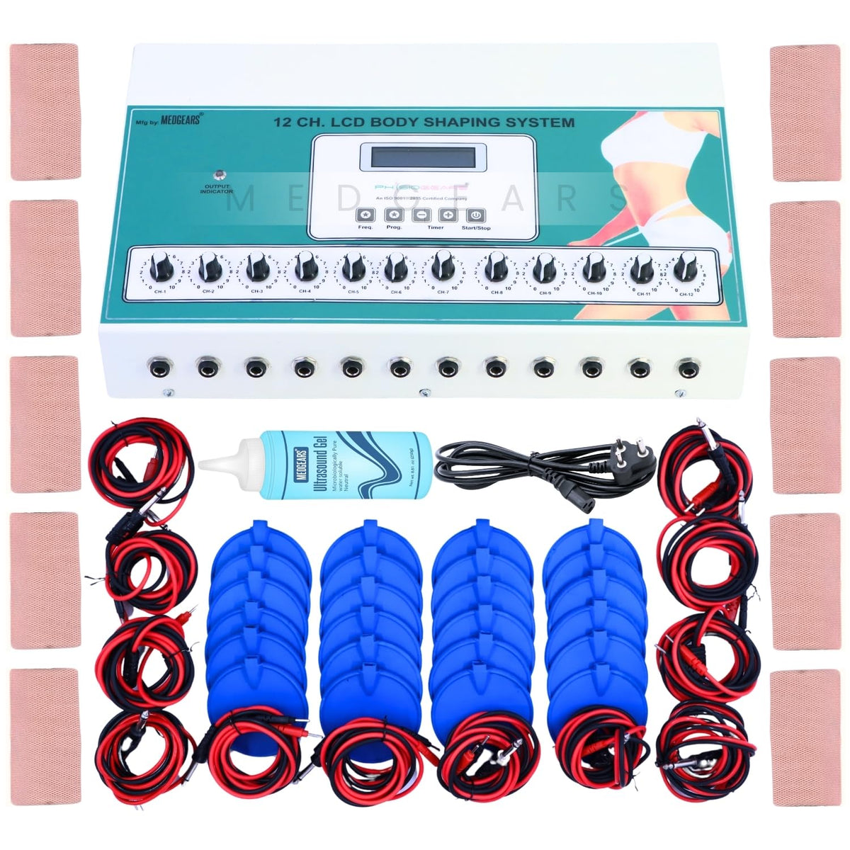 Physiogears 12 Channel Slimmer Machine for 24 Pads Weight Loss Fat Removal Body Slimming Massager with One Year Warranty (Electrode Pad), Off White