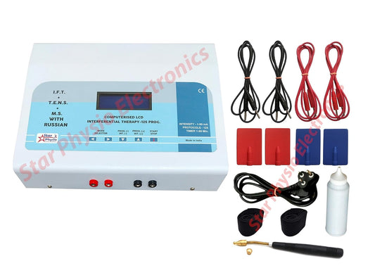 3 in 1 IFT+TENS+MS Combination with 125 Program IFT-70, TENS-30, MS-25 Program with 1 Year Warranty Electrotherapy Device