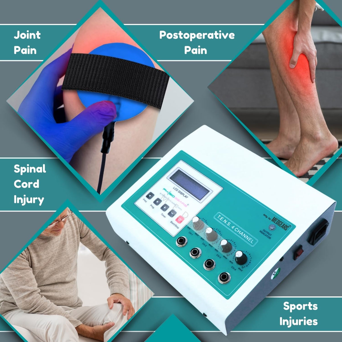 Physiogears Electro Therapy Tens 4 Channel LCD Model (Tens electrode)