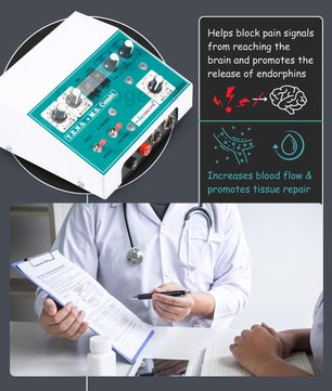 Physiogears Muscle Stimulator Tens+MS Deluxe Machine for Physiotherapy Tens Machine portable electrotherapy combo pain Relief Device one Year Warranty
