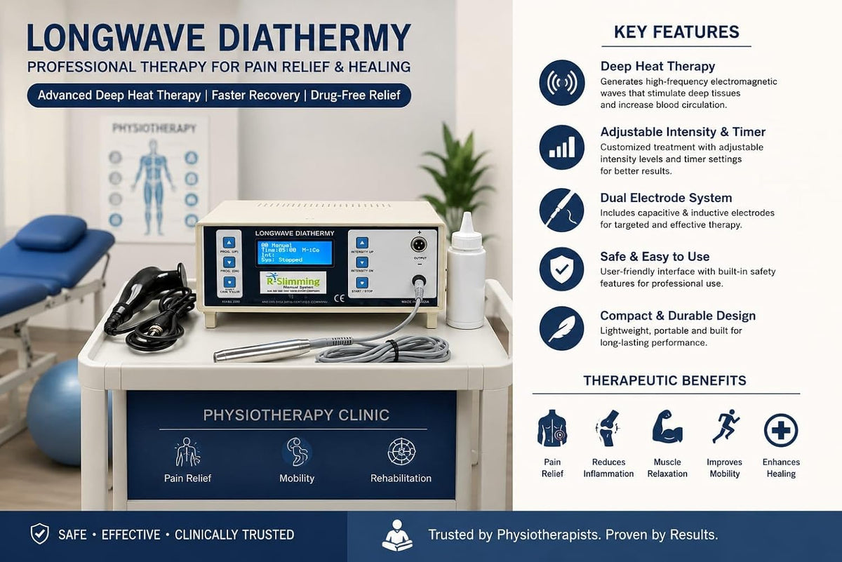 Longwave Diathermy Medical System, Professional Physiotherapy Equipment, LCD Display, Manual Mode