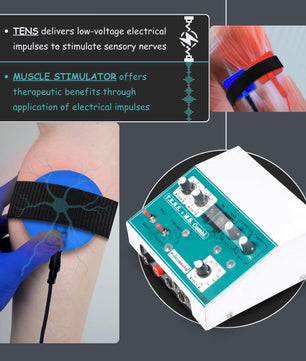 Physiogears Muscle Stimulator Tens+MS Deluxe Machine for Physiotherapy Tens Machine portable electrotherapy combo pain Relief Device one Year Warranty