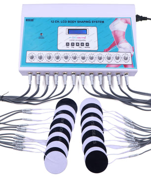 Physiogears 12 Channel Slimmer Machine for 24 Pads Weight Loss Fat Removal Body Slimming Massager with One Year Warranty (Electrode Pad), Off White