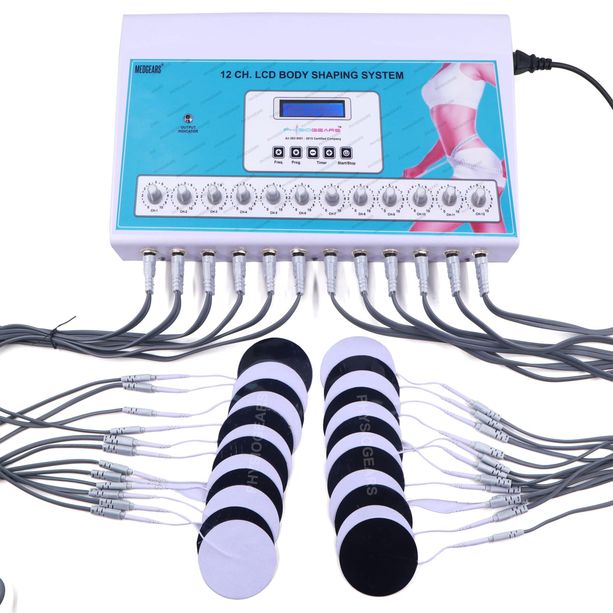 Physiogears 12 Channel Slimmer Machine for 24 Pads Weight Loss Fat Removal Body Slimming Massager with One Year Warranty (Electrode Pad), Off White