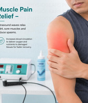 Physiogears Digital Unit Ultrasound Whole_Body Physiotherapy Machine For Pain Relief, Corded Electric Body Massager, Simple White