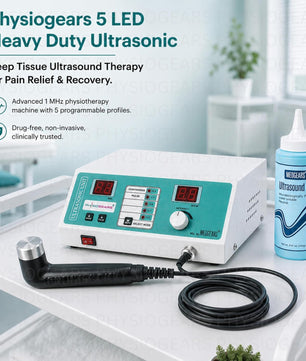 Physiogears Digital Unit Ultrasound Whole_Body Physiotherapy Machine For Pain Relief, Corded Electric Body Massager, Simple White
