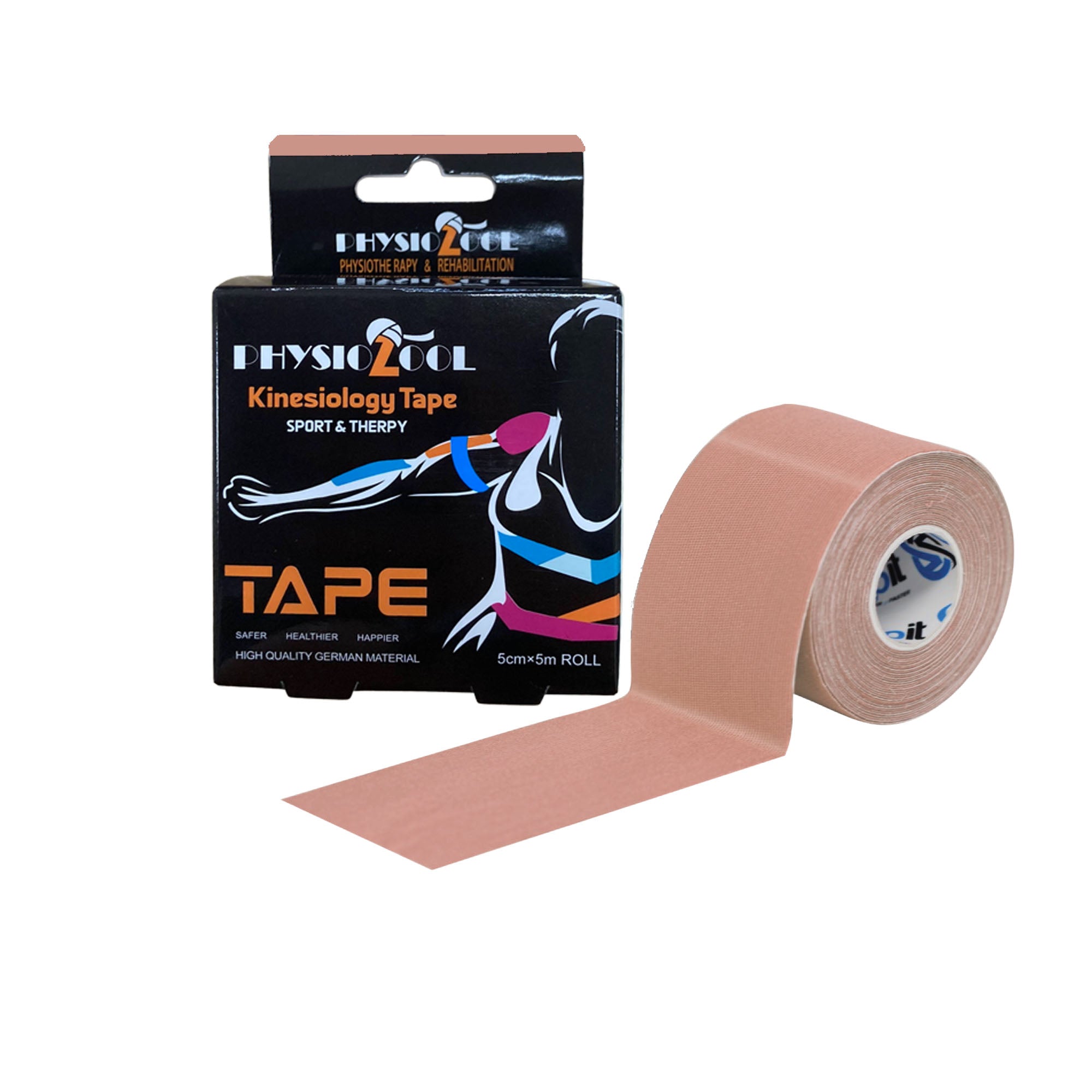 PhysioZool Kinesiology Tape, 5cmx5m Breathable and Waterproof Latex Free Physio Tape Sports Tape for Muscles & Joints, Pain Relief and Injury Recovery